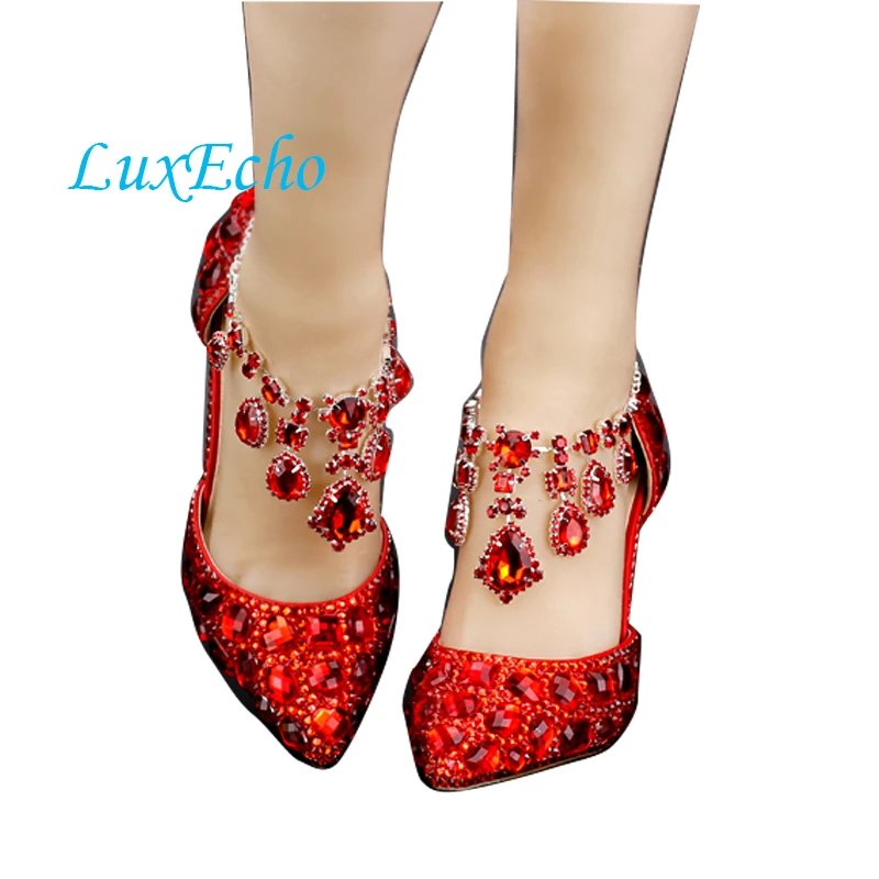 

Pink rhinestone pointed toe bridal shoes woman ultra high heels red sole wedding shoes party shoes formal dress wedding shoes