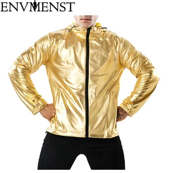 

2018 New Autumn Jackets Men Luxury Shiny Jacket Fashion Nightclub Clothing Glittering Silver Golden Jacket Coat Rockabilly Men