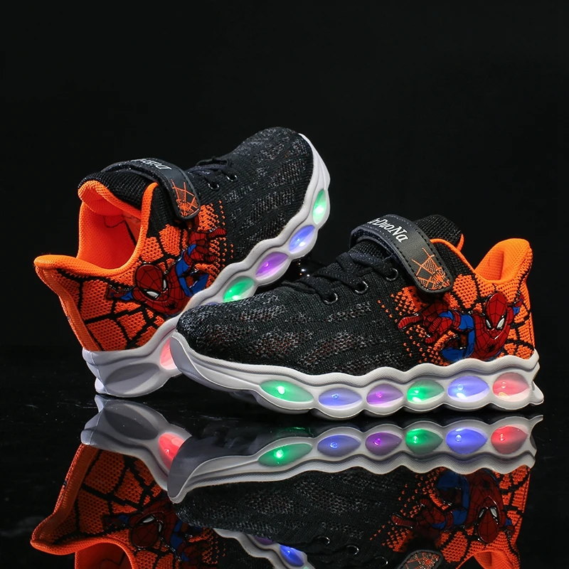 Koop Lsysag Led Kids Schoenen Spiderman Gloeiende Sneakers Jongens Schoenen Glasvezel Schoenen Chaussure Enfant Spor Ayakkabi Buty Led Vriendelijker
