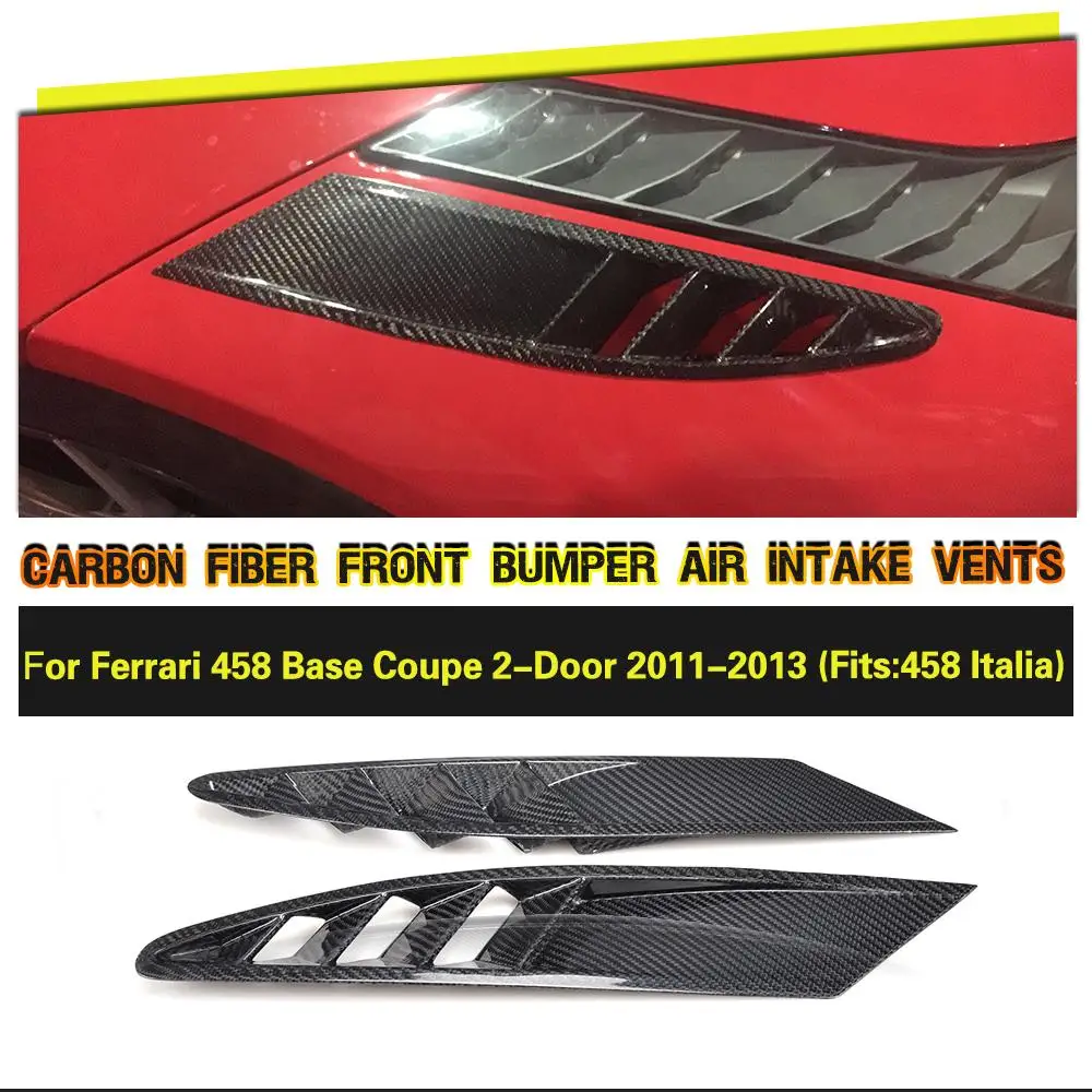 Carbon Fiber Side Air Intake Vents Mesh Covers Case for Ferrari 458 Base Coupe 2 Door 2011 2012 2013 Car Accessories Parts 2PCS