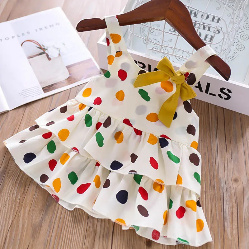 От 2 до 6 лет летняя детская одежда для девочек Топ в горошек с рисунком вишни +