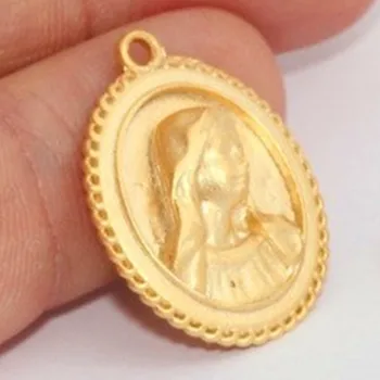 

Raw Brass 24k Matte Gold Plated Mother -Mary Charms (Nickel Free and Lead Free). ---18x24mm MTE1186