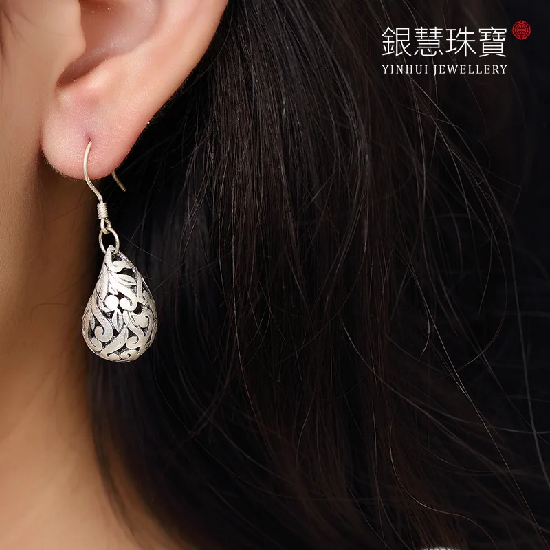 Изящный Серебряный ажурный узор ms han edition Национальный ветер восстанавливающий