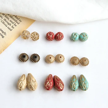 

10 Pcs Vintage Round Water Drop Resin Beads For Diy Jewelry Accessories Handmade Making Beaded Bracelets Spacer Bead Charms