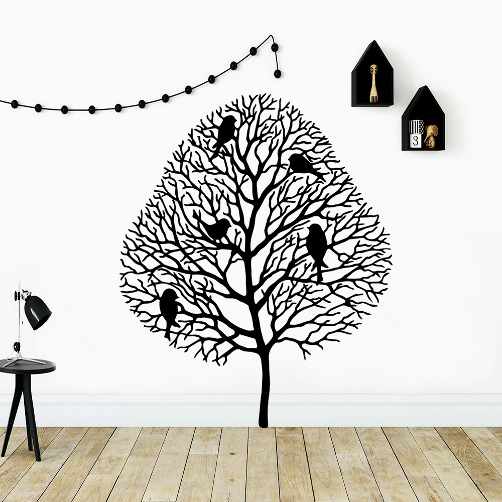 

Drop Shipping tree and birds Wall Sticker Vinyls Decor For Living Room Bedroom Decoration Decals Stickers Murals