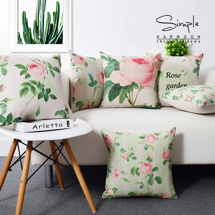 18'' Cushion Covers Rose Pink Throw Pillow Cases Sofa Home Garden Romantic Decor 