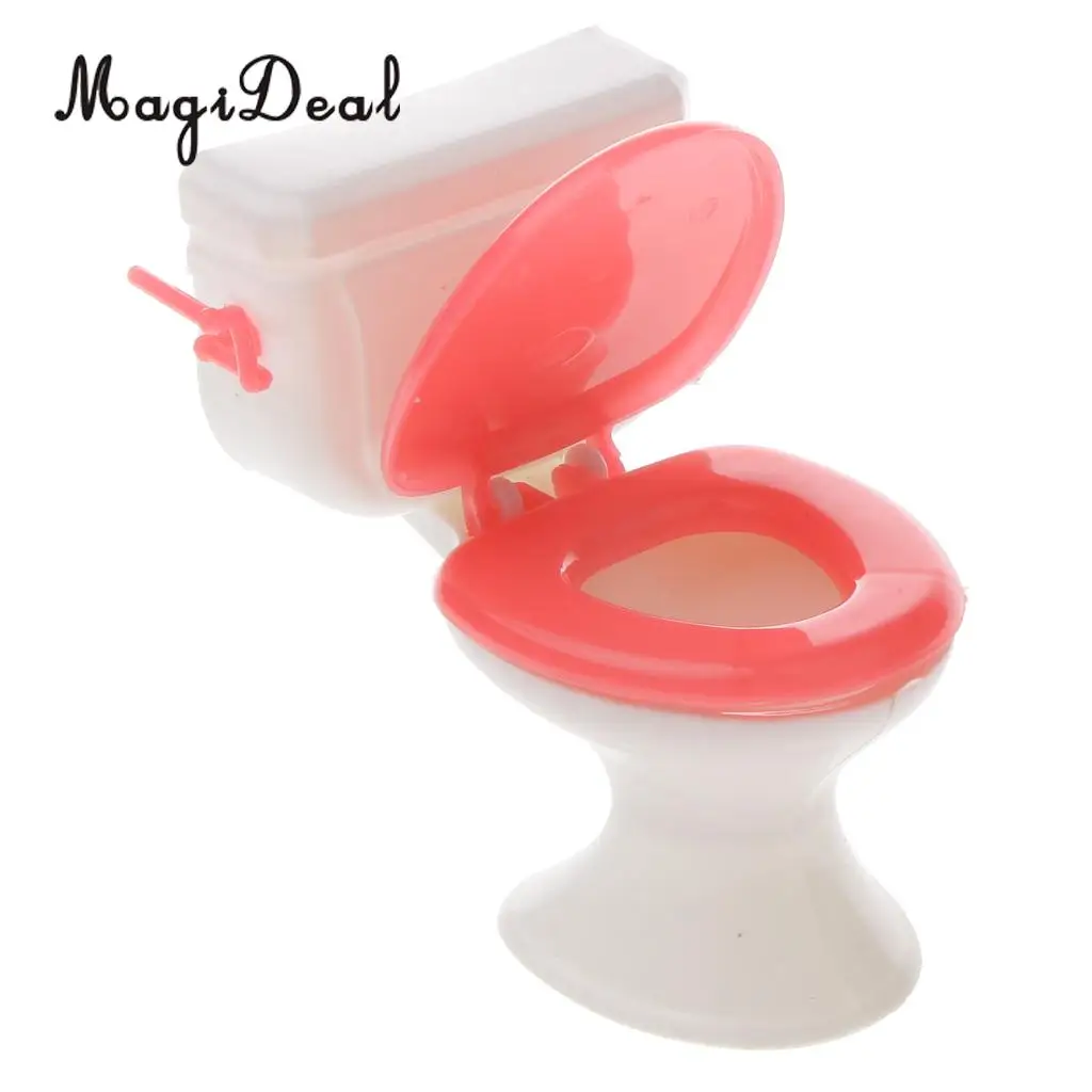 1Set 1/6 Miniature Bathtub+Toilet Model Dollhouse Miniature Bathroom Furniture for Dolls Acc Kids Children Role Playing Toys