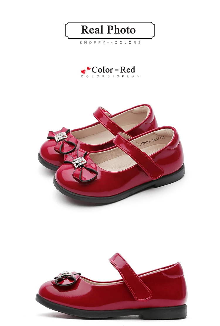 Sapatos de Couro Sapatos de Festa de Casamento Meninas do Bebê da Princesa Arco Meninas Fechar Crianças Genuíno Chaussure Fille Tx127 Toe 23 Mamãe e Bebê