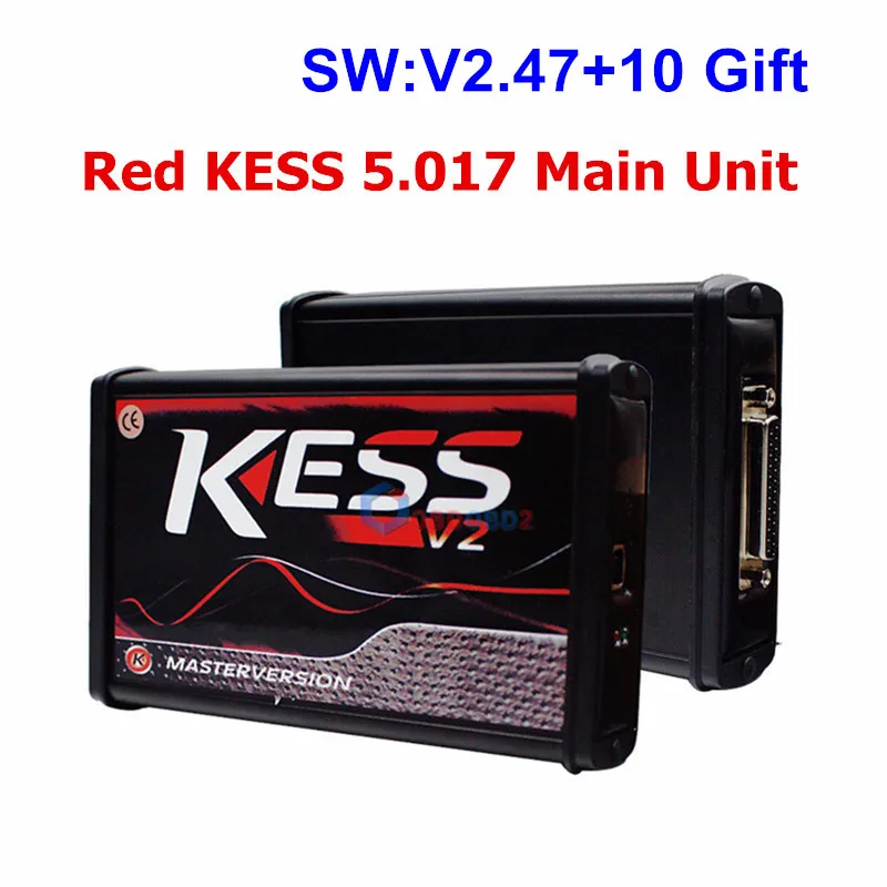 Онлайн красный ЕС KESS V2 5,017 V2.47 Ktag V7.020 OBD2 менеджер Тюнинг Комплект KESS V5.017 4 светодиодный K-tag V2.25 BDM Рамка ECU программист - Цвет: KESS 5.017 Main Unit