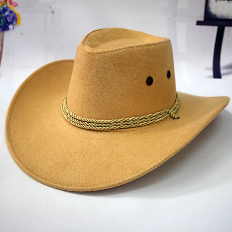 Ковбойская шляпа в западном стиле, мужская шапка для верховой езды, модный аксессуар с широкими полями, крушаемый гофрированный подарок, AIC88