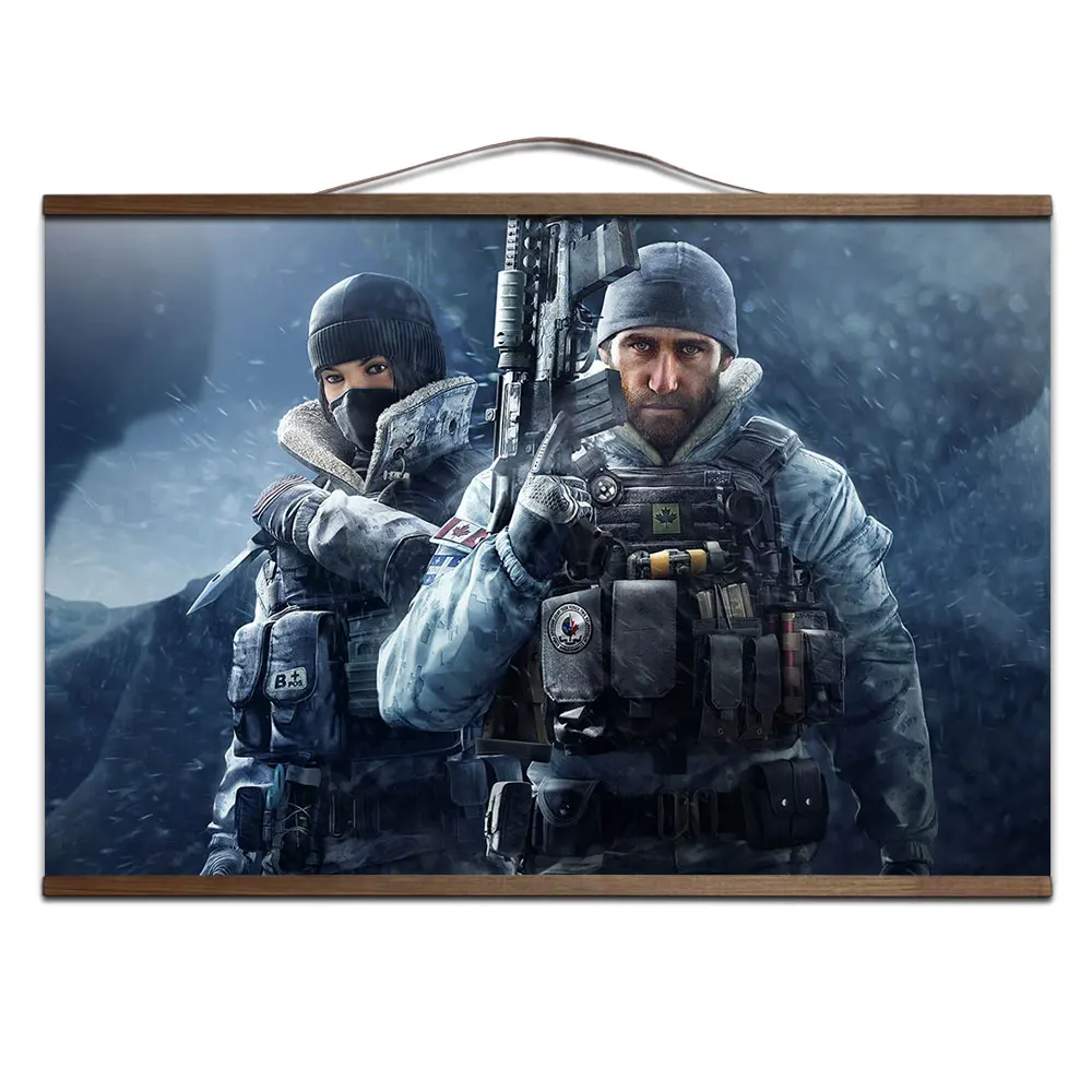18 Радуга Six Siege игра плакат для HD холст живопись настенные картины для гостиной с твердой древесины подвесной свиток - Цвет: 18