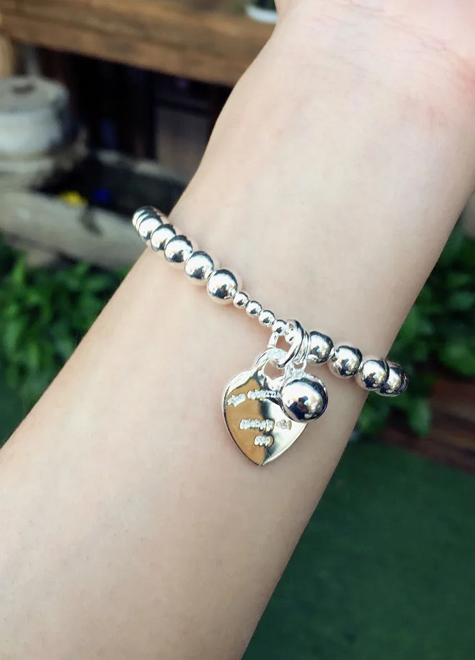 Дизайнерское ювелирное изделие 925 Серебряный женский браслет из бисера браслет из чистого серебра браслет из бисера в форме сердца богемное ювелирное изделие