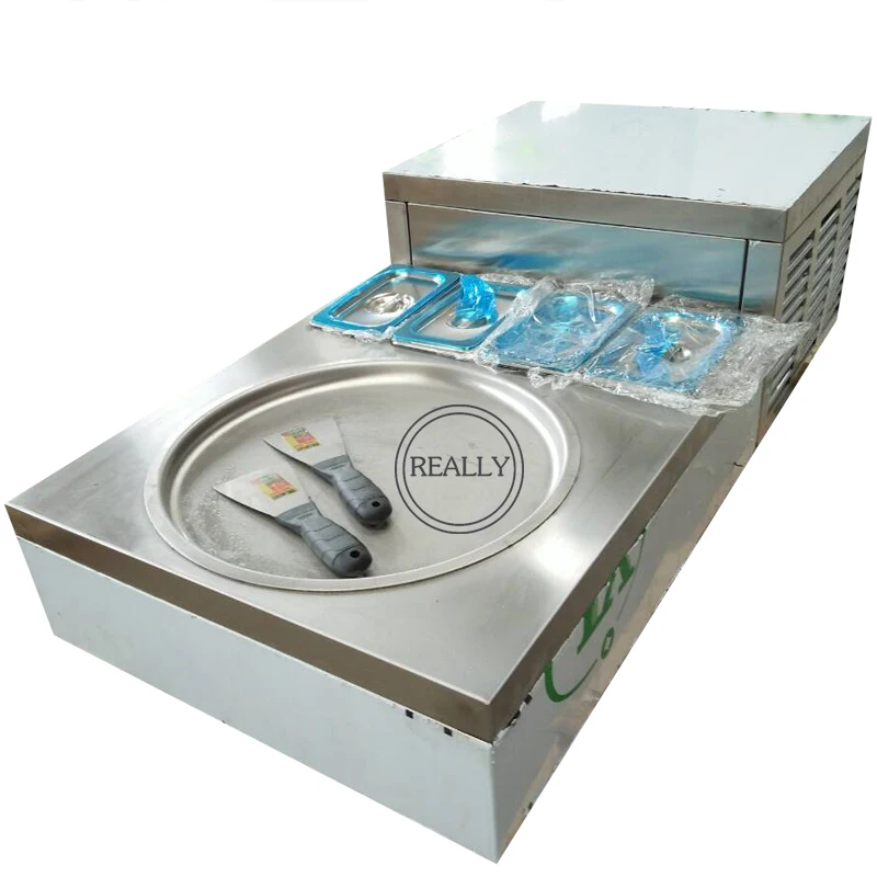 

New design single round pan with 4 cooling tanks worktable fried ice cream machine for sale