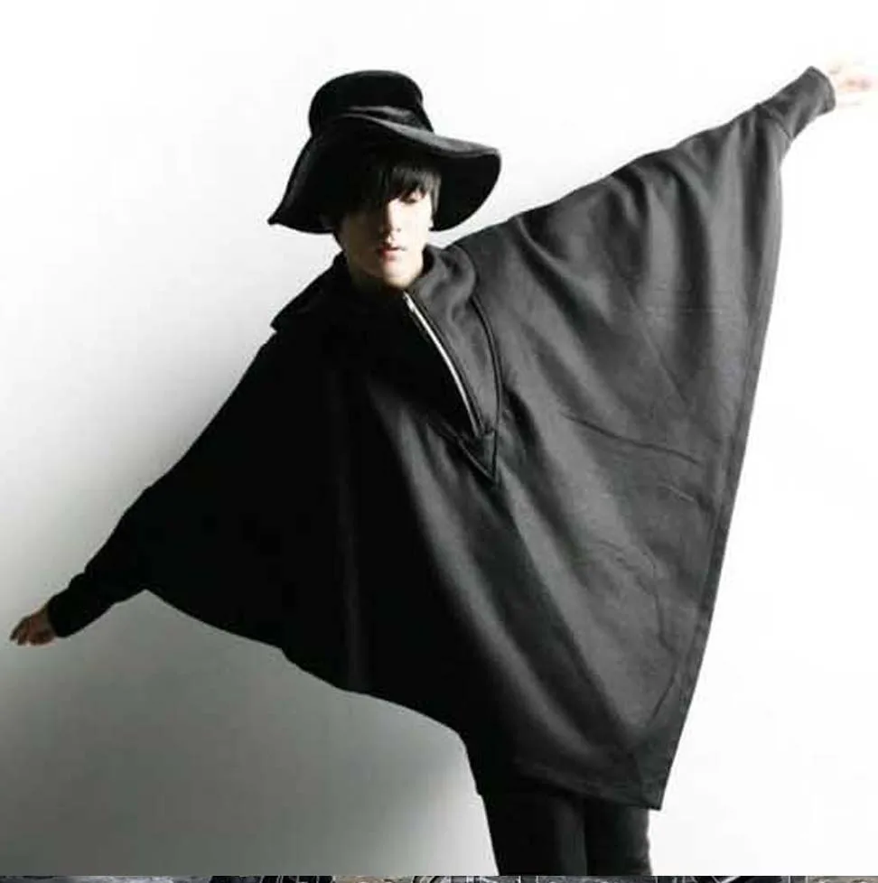 Мужской шерстяной плащ с капюшоном на осень и зиму длинный Тренч сценический