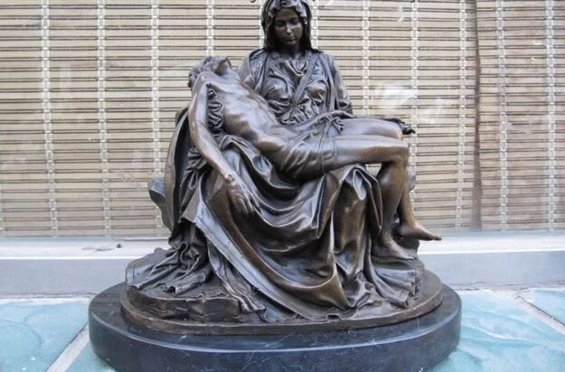 

wholesale factory Western Art Jesus and goddess Bronze Base on Marble Statue