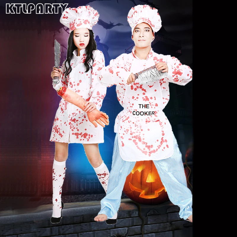 Adult Halloween Cosplay Blood Cook Chief Costumes Hat Master