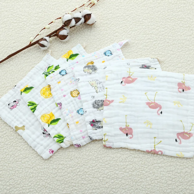 25*25 см мини-Марлевое полотенце для мытья, Хлопковое полотенце с рисунком Кита, цветные шестислойные банные вещи, уход за ребенком