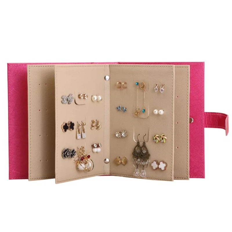 

Lovely Portable Notebook Diary Design PU Leather Earring Ear Stud Jewelry Display Holder Organizer Rack Stand Makeup Tool Kit