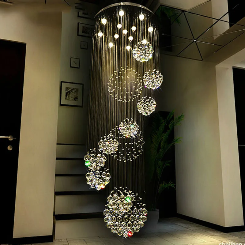 Lustre de Cristal Novo Moderno Bola Design Lustre Grandes Lustres Luzes D80 * H300cm Garantia 100% 2020 13 Pçs 3 High Quality Luzes e Iluminação