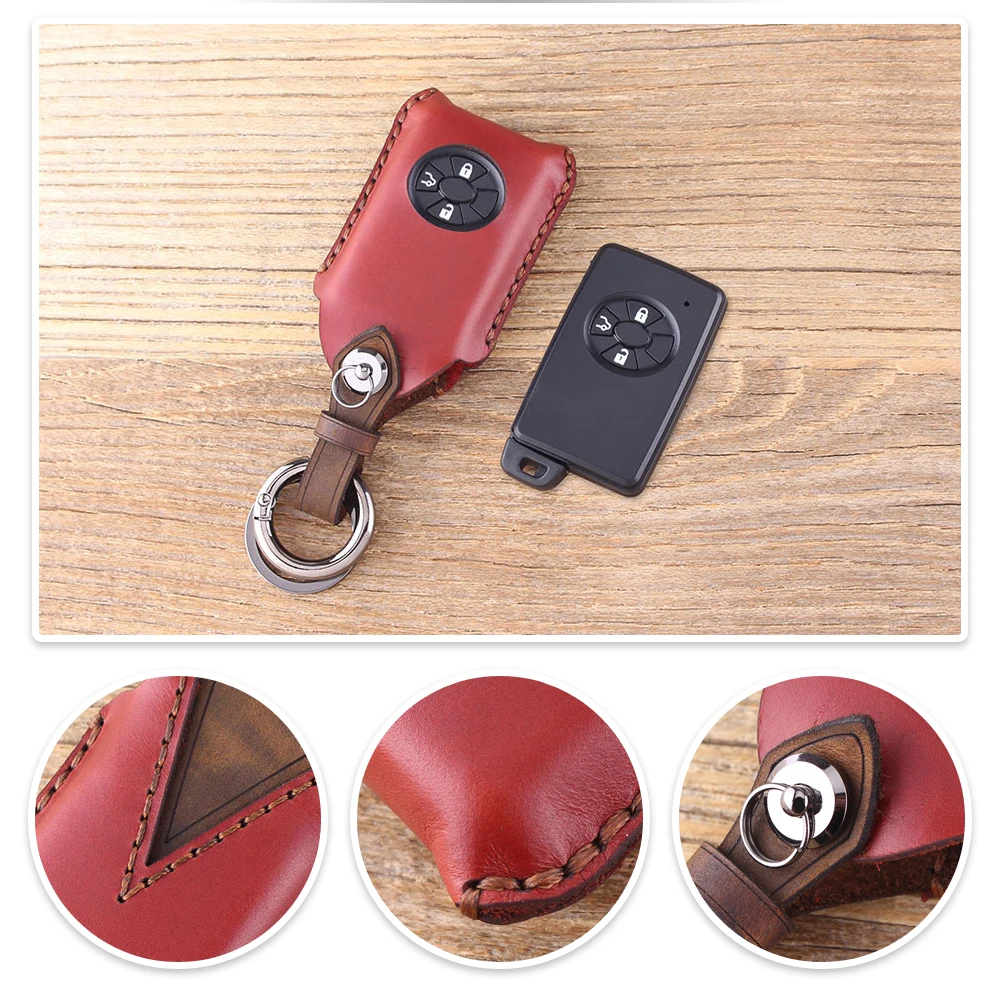 Кожаный чехол для ключей KEYYOU, сумка для ключей, брелок, 3 кнопки, умный пульт дистанционного ключа, брелок для Toyota, чехол для ключей для автомобиля