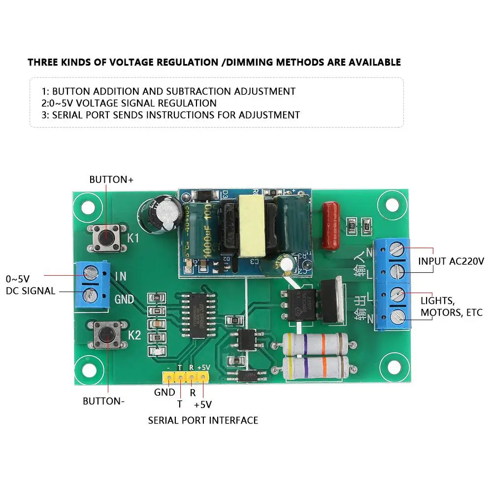 220V AC SCM ШИМ Напряжение регулирования Скорость Контроль температуры контрольный тиристорный серийный Порты и разъёмы регулировки модуль YYAC-3 профессиональный