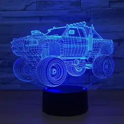 Форма автомобиля, детский светодиодный светильник для спальни, светодиодный 3D светильник, 7 цветов, меняющий светодиодный светильник