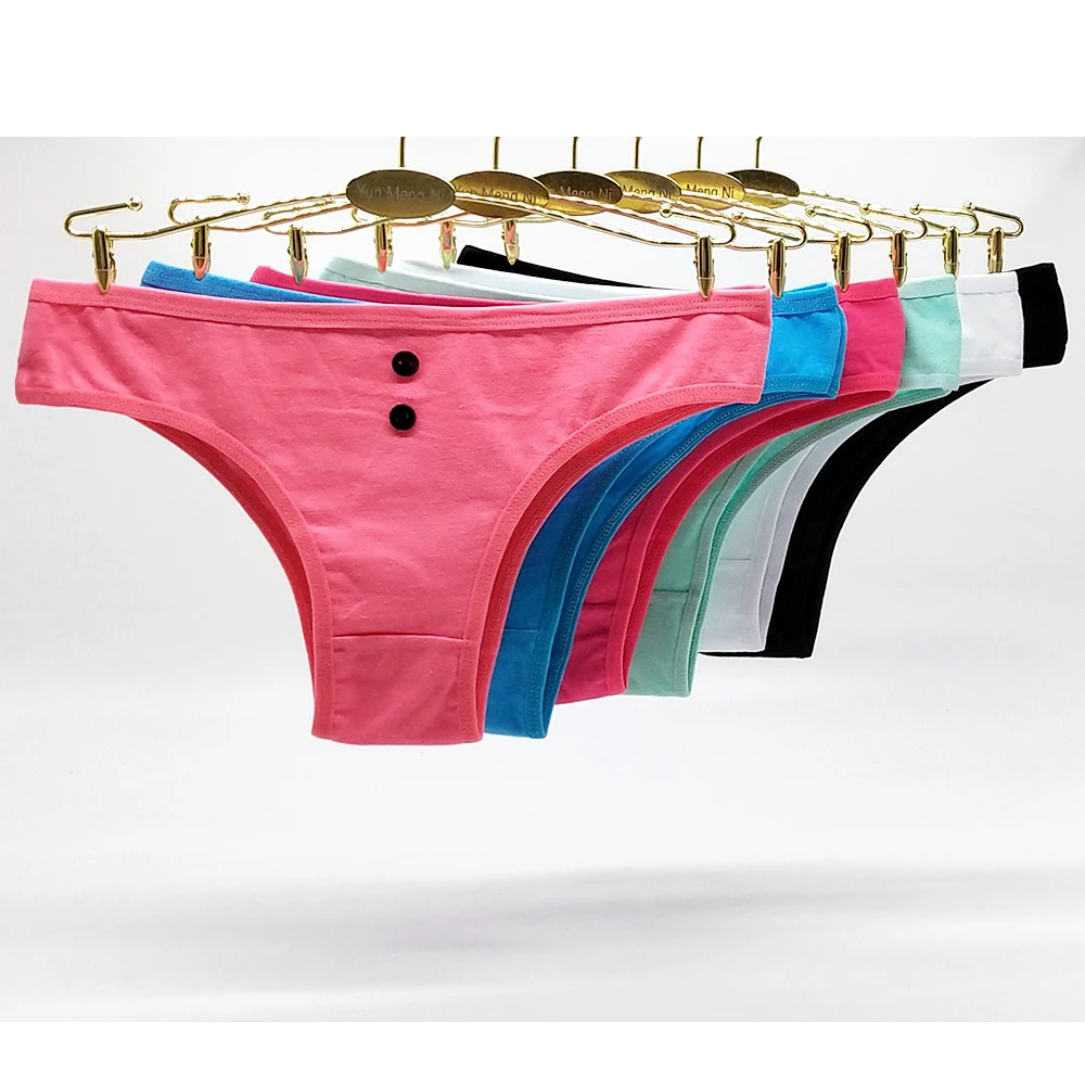 Pack of 12 Solid Cotton Lady Panties Cotton Bikini Brief with Button