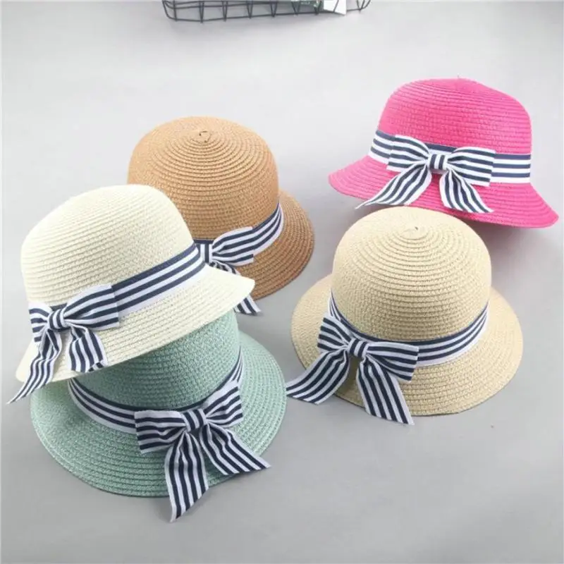 

Perimedes 2019 New Fashion Baby Caps Summer Baby Striped bow Hat Cap Children Breathable Hat Straw Hats Kids Cap Boy Girls Hats