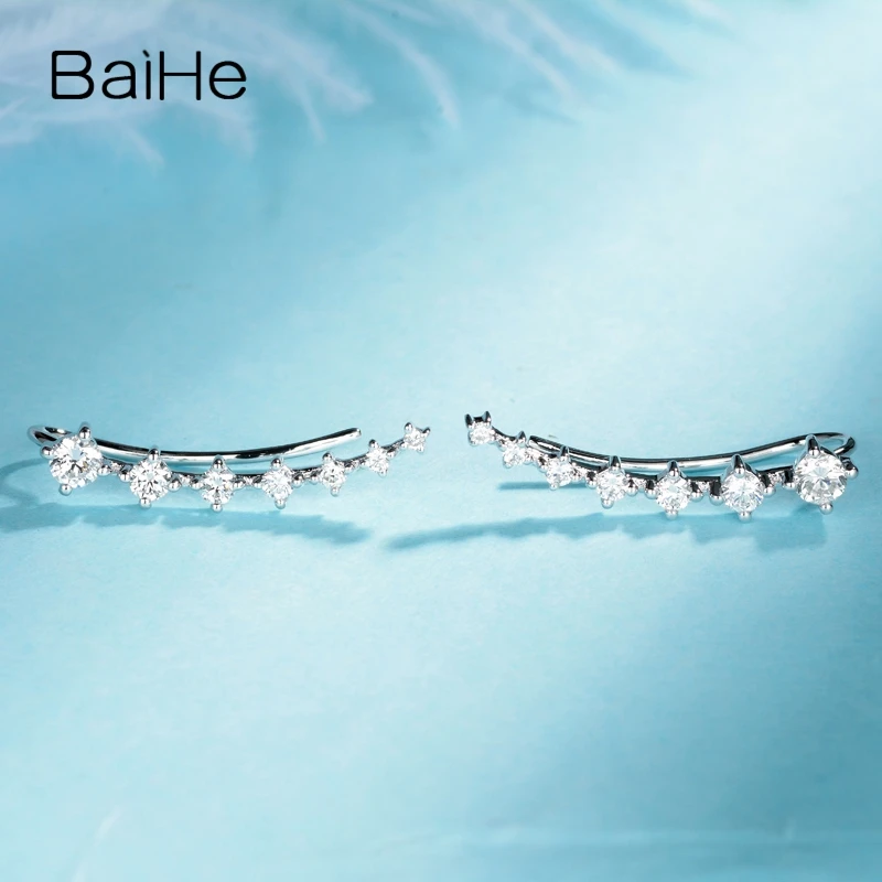 

Серьги-клипсы BAIHE из белого золота с натуральными бриллиантами, 14 к