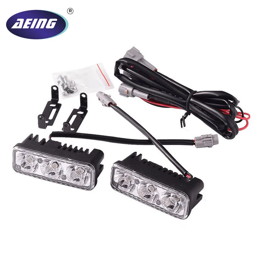AEING 1 set Car 3 LED DRL 9W Universal Car Led Light Daytime Running