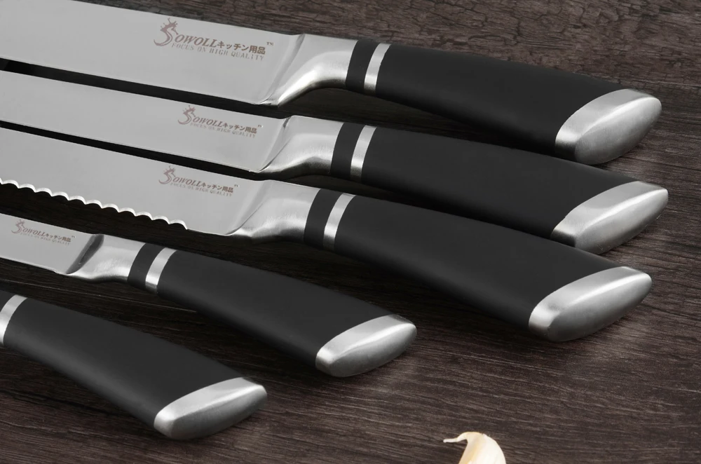 Кухонные ножи SOWOLL, ножи из нержавеющей стали, нож для очистки овощей Santoku, нож для нарезки хлеба, нож для измельчения, кухонная принадлежность, инструменты