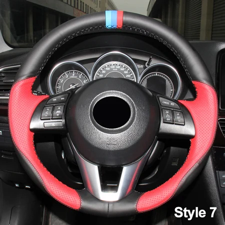 Ручной пошив чехол рулевого колеса автомобиля замша кожа для Mazda CX-5 CX5 Mazda 6 Atenza Mazda 3 CX-3 Scion iA - Название цвета: Style7