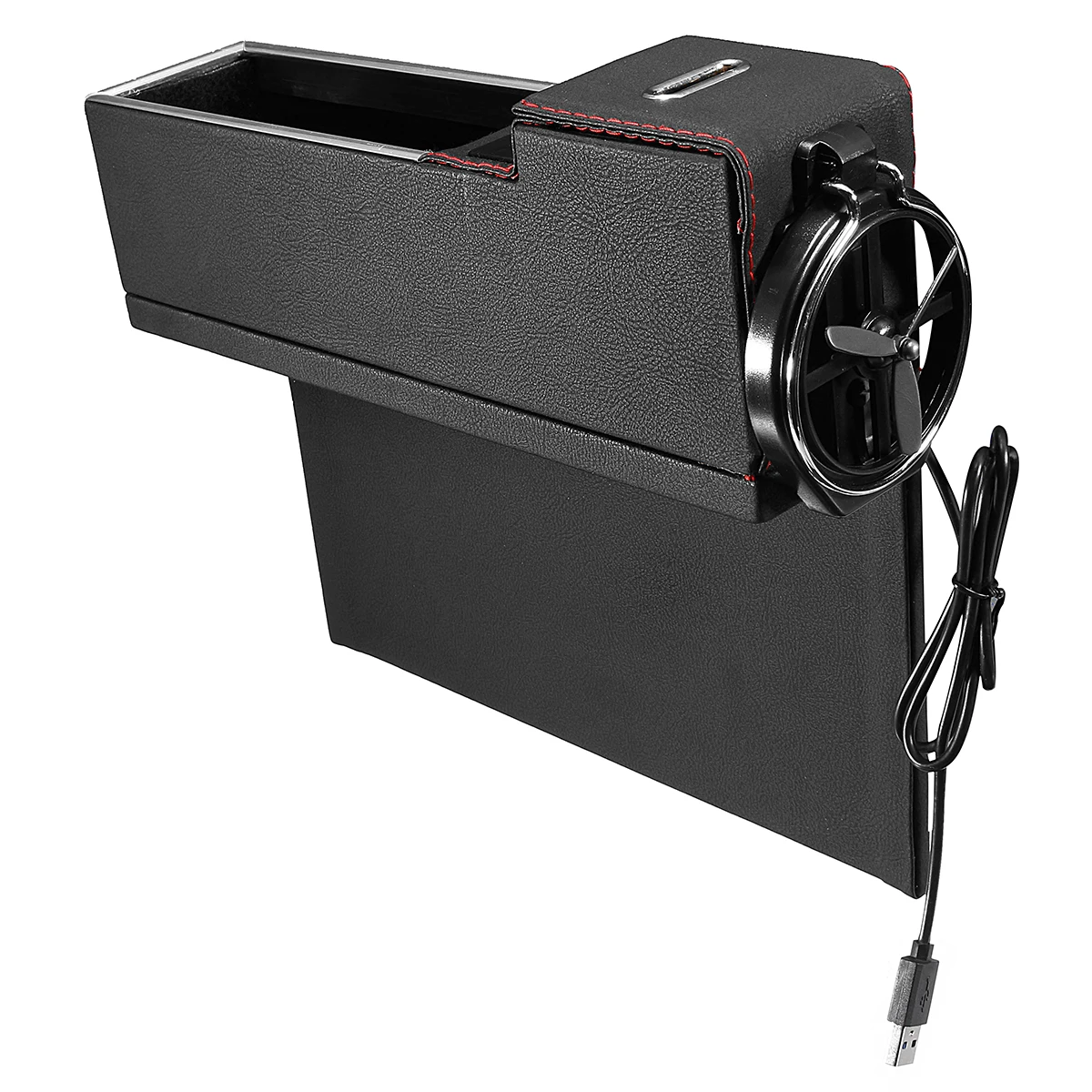 Черный/коричневый/карбоновый ящик для хранения сидений автомобиля с usb-разъемом для карманного органайзера, телефона, ключа, держатель для напитков, универсальный - Название цвета: Black