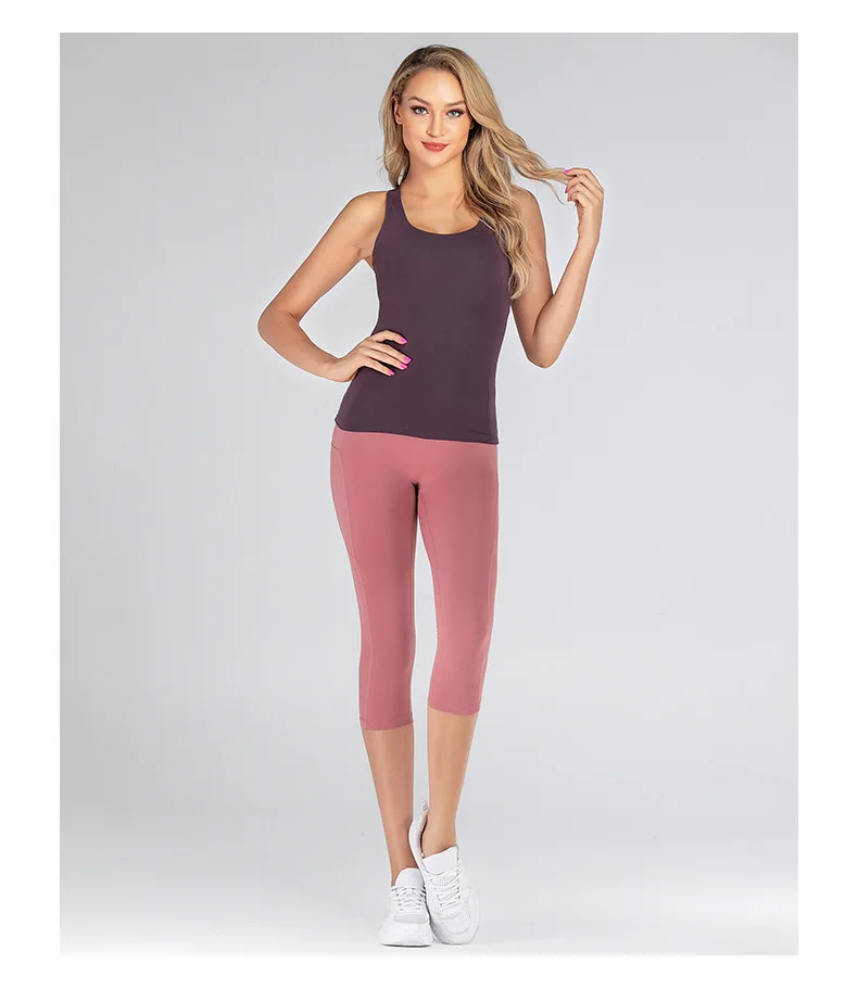 Women seamless stitching yoga Calf-Length Pants Solid color nude Feel high waist peach hip yoga pants Hip Push Up Yoga Leggings