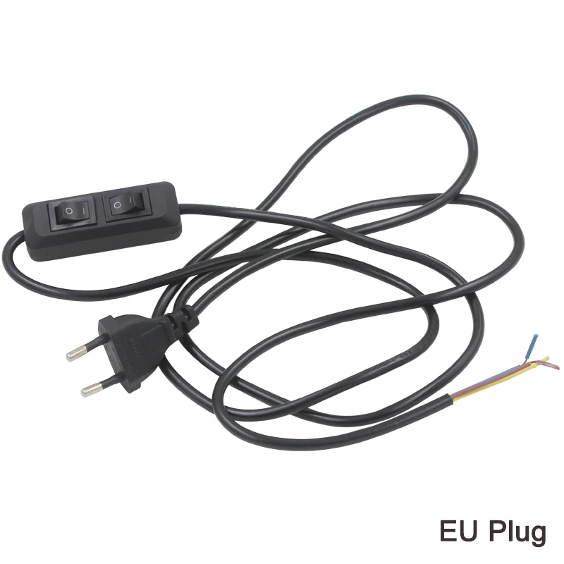 0.75mm2 кабель 1,4 м выключатель шнур с двумя кнопками переключатель два канала ЕС/США Plug Свет коммутации черный или белый провода