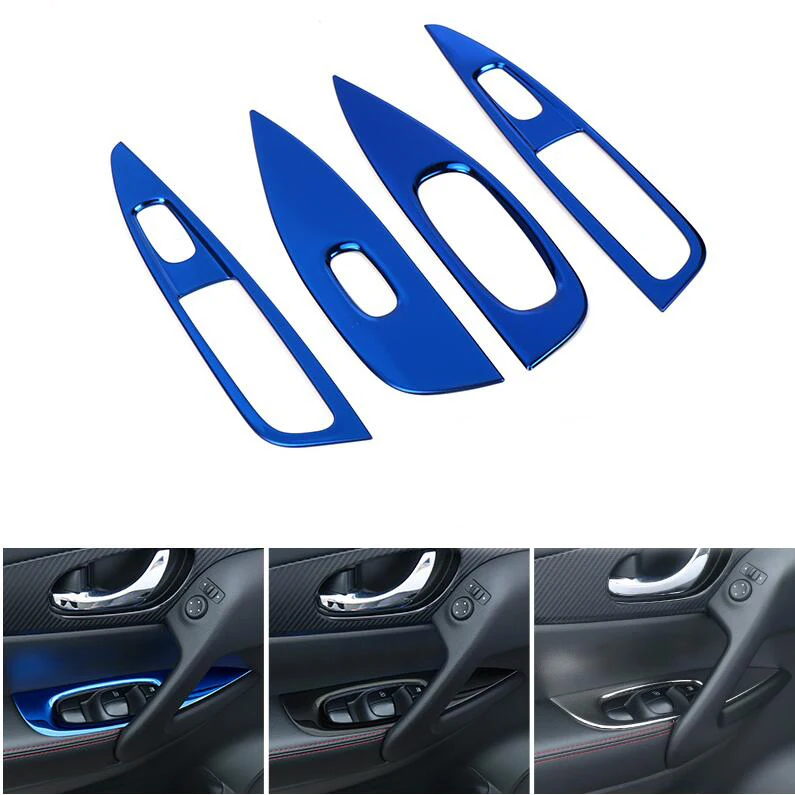

Car Window Control Panel Glass Lifter Switch Cover Metal Sticker Car Styling Accessory For Nissan Qashqai J11 2014 2015 2016