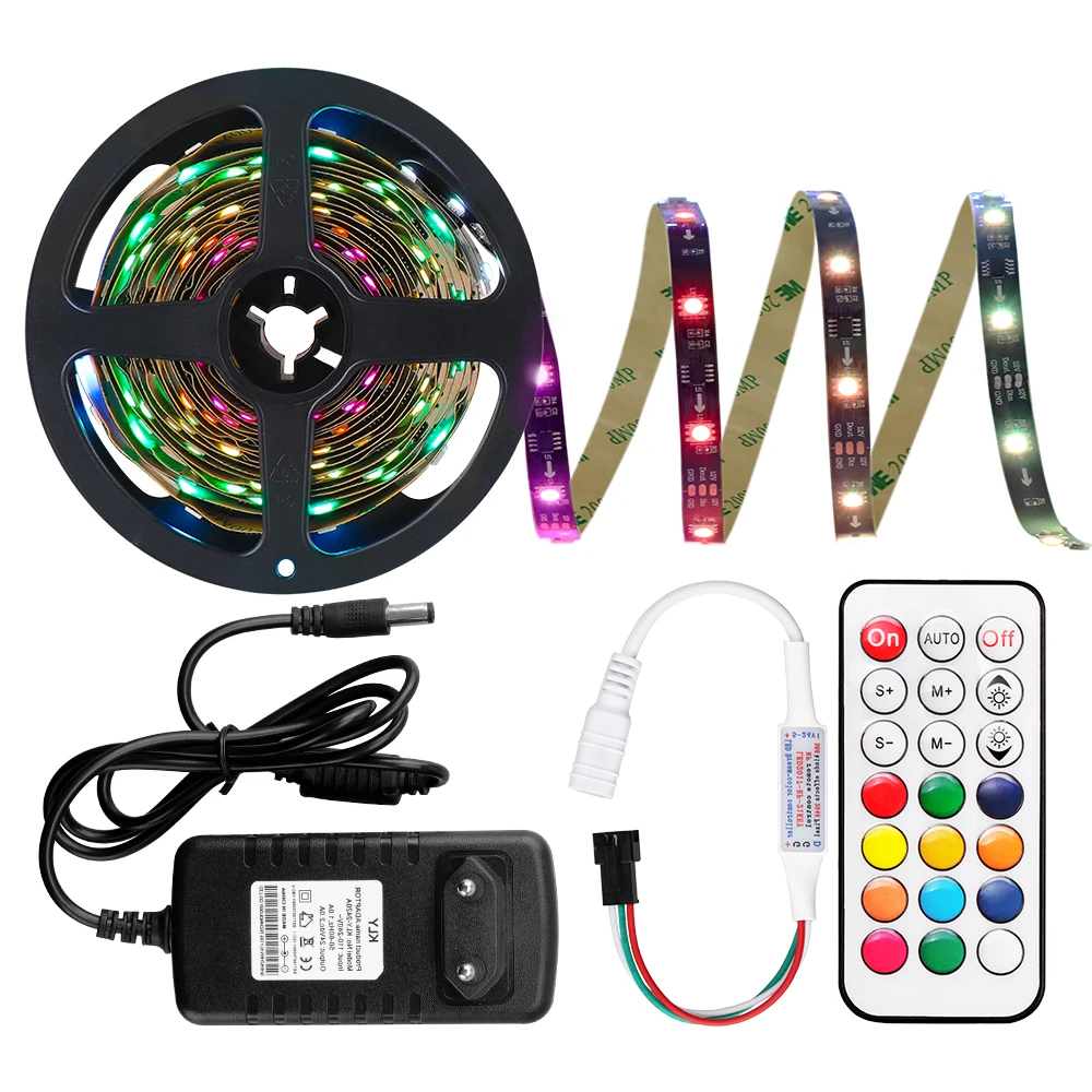 

1M-5M 30 LEDs/M 2811 Pixels Programmable Individual Addressable Digital LED Strip light WS2811 5050 RGB 12V Black LED Tape Lamp