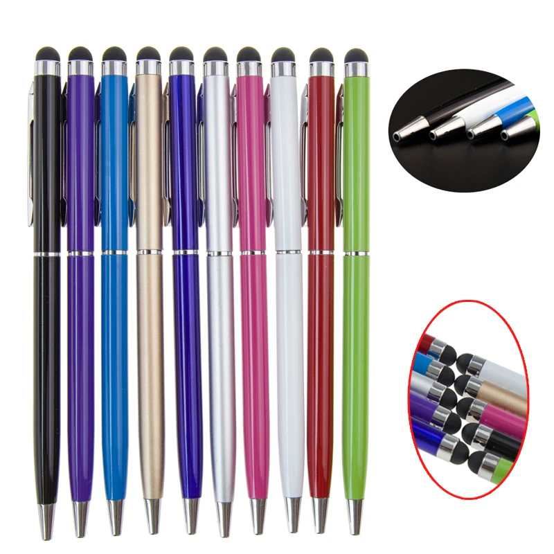 High Quality 10 colors Mini Metal Capacitive Touch Pen Stylus Screen For Mobil Phone Tablet Laptop Built-in Ballpoint 2 in 1 | Электроника