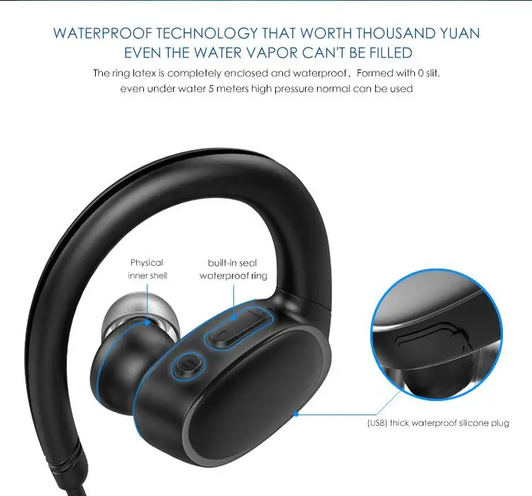 OVEVO X9 HiFi наушники для плавания bluetooth 4,2 8G MP3 IPX7 водонепроницаемые спортивные наушники для плавания ming с микрофоном Микрофон черный красный