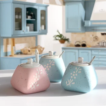 

Nordic style spice box ceramic seasoning jar set kitchen supplies seasoning salt shaker storage box seasoning bottle wx9041701