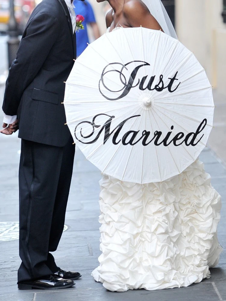 Just married paper umbrella