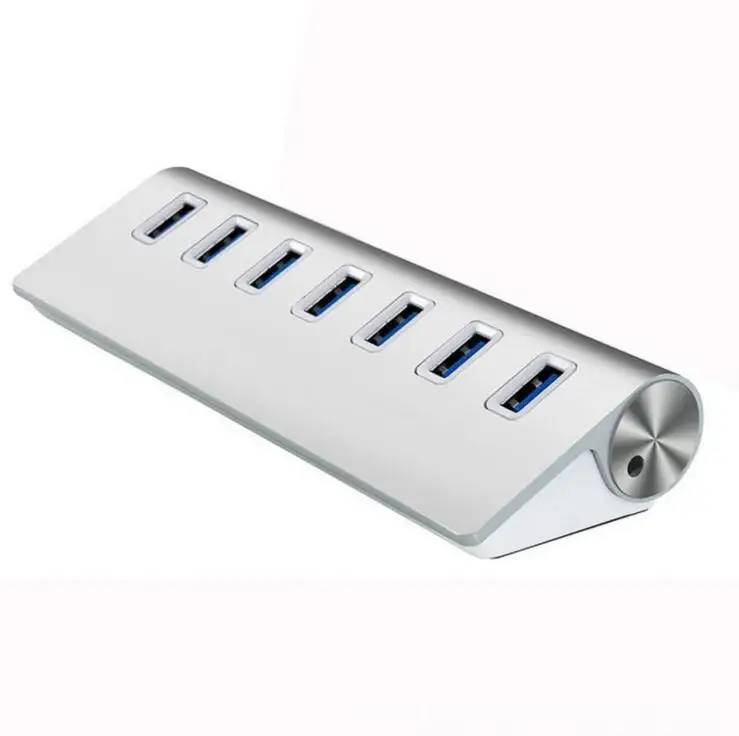 USB концентратор 3 0 7 портов супер скорость 5 Гбит/с алюминий с адаптером питания