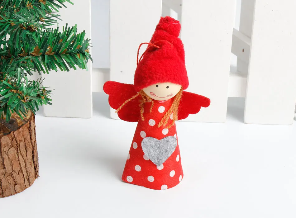 3PCS Red Christmas Angel Doll For Xmas Tree Decorations Pendant Christmas Hanging Ornament New Year Decoration Kids Gift