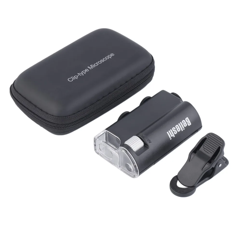 

LED 60X-100X Magnifier Currency Detection Jewelry Loupe Clip-on Microscope