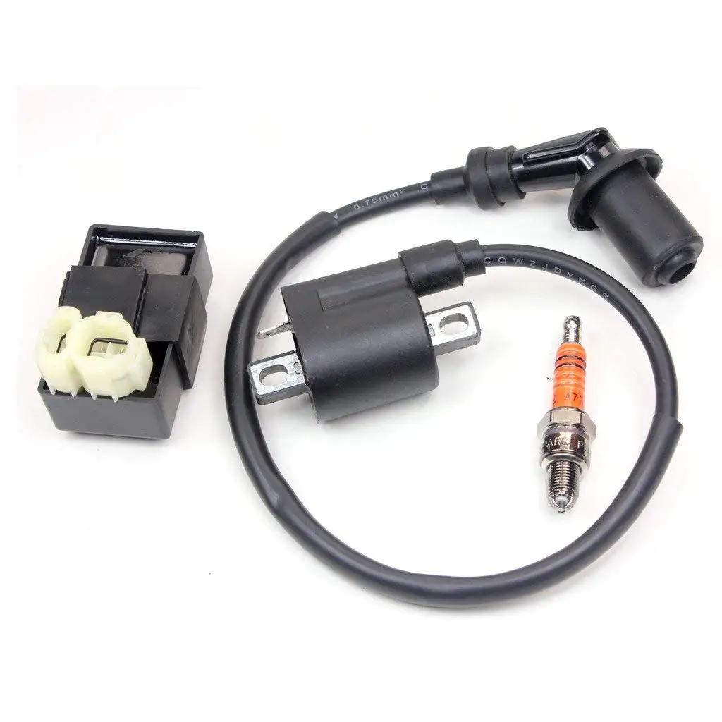 Motorcycle Ignition Coil CDI 3 electrode Spark Plug GY6 50cc 150cc