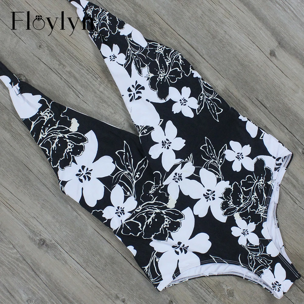 Floylyn Sexy Deep V Beach Wear One Piece Women Swimming Suit One-Piece Swimsuit Floral Print | Спорт и развлечения