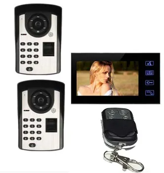 

MOUNTAINONE 7" Screen Video Door Phone Doorbell Intercom System+Waterproof Fingerprint Code Keypad Remote Access Door Camera 2V1
