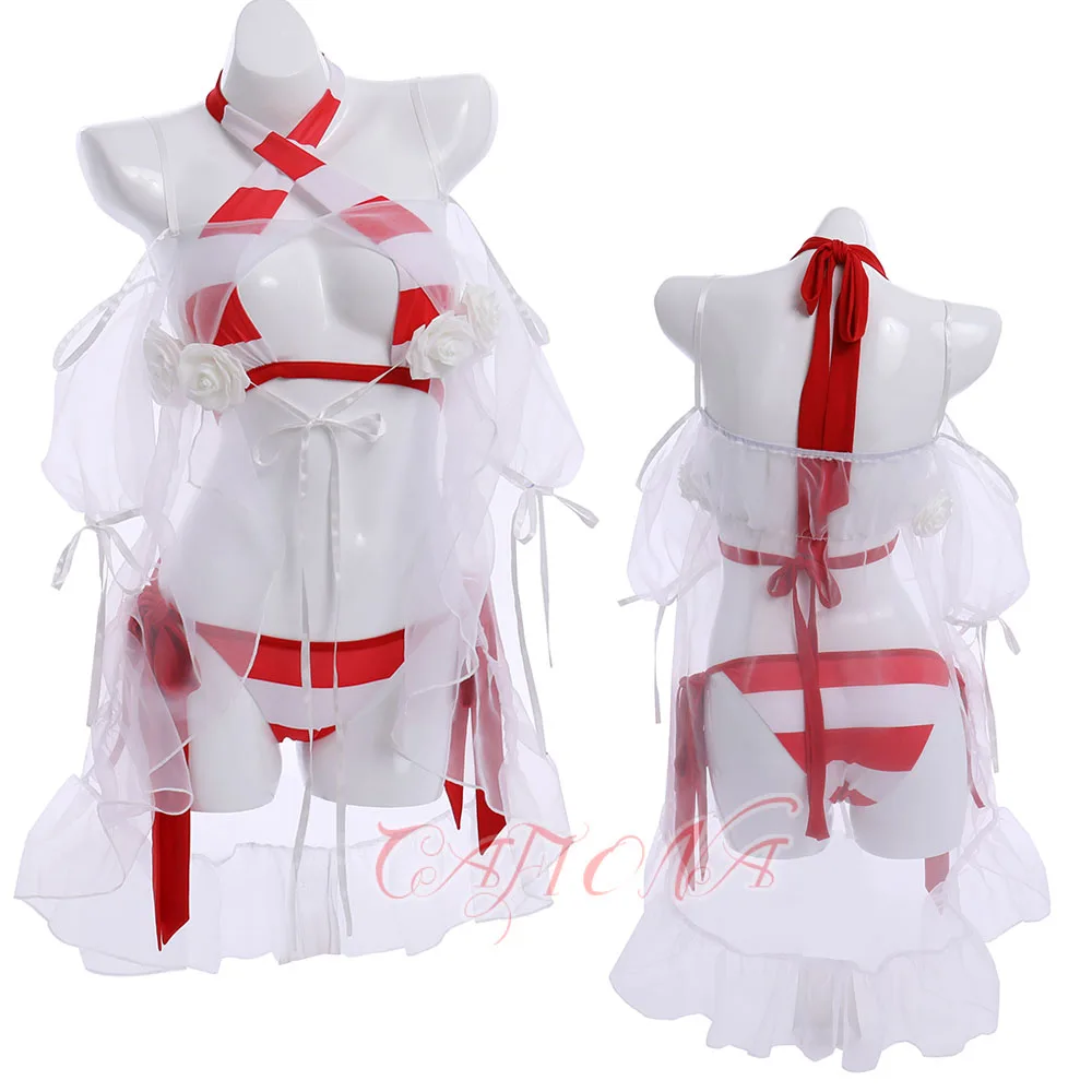 Cafiona Red Swimwear: FGO Fate Grand Order Nero Claudius Caesar Augustus Germanicus Cosplay Costume - Sexy Bikini Set for Girls image 4