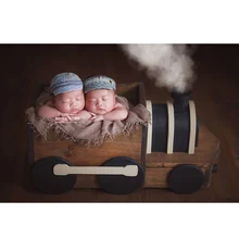 Cheap Newborn Wooden train Photography Basket Props Infant fotografia Accessories Baby Boy Girl Sport Theme Photo Shoot Prop bebe foto