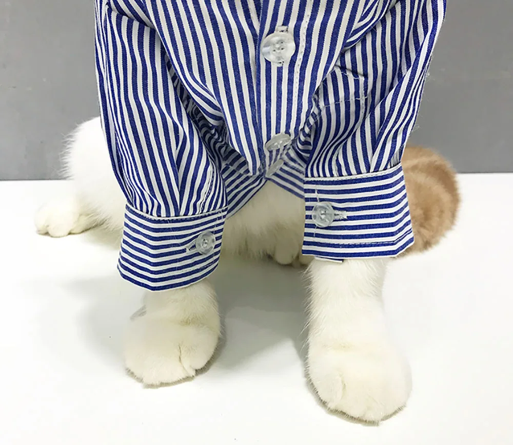 Одежда для маленьких собак средних размеров, осенне-зимняя полосатая рубашка для мопса, костюм для чихуахуа Французские бульдоги, куртка для кошек